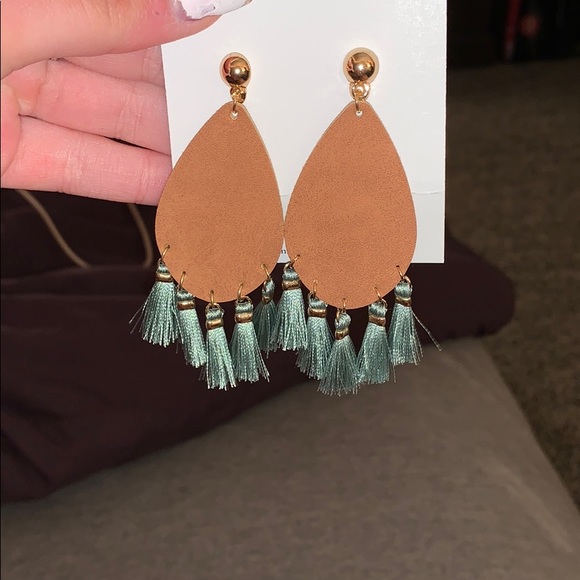 Leather Drop Earrings - Picture 1 of 1